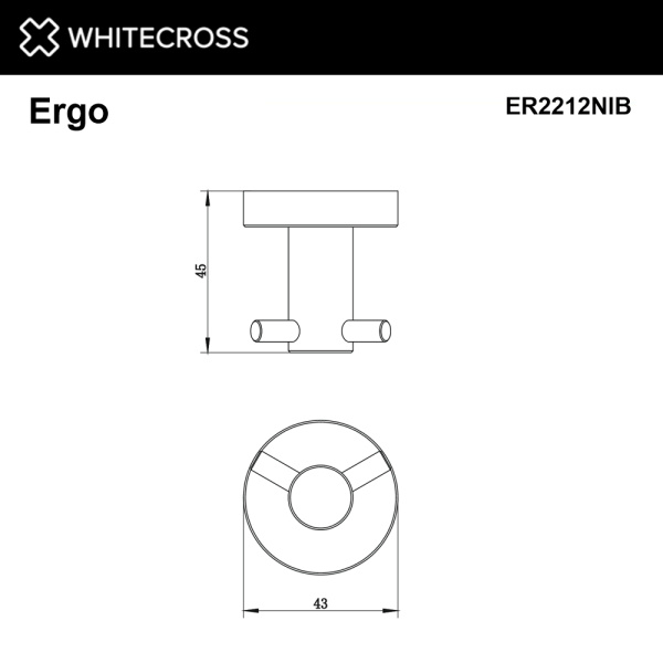 Крючок Whitecross Ergo ER2212NIB двойной, брашированный никель