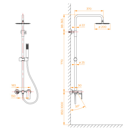 душевая система rgw shower panels sp-27gr 59140127-11 серая