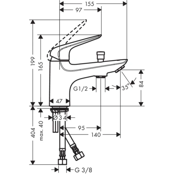 смеситель для ванны hansgrohe novus monotrou 71321000