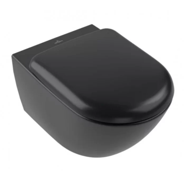 сиденье для унитаза villeroy & boch antao 8m67s1r7 с микролифтом, быстросъемное, цвет pure black, петли хром