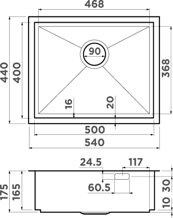 мойка кухонная omoikiri kasen 54-16 int gm воронёная сталь