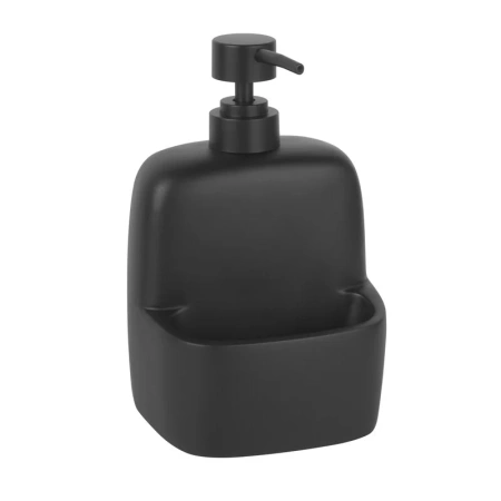 Дозатор WasserKraft Серия К K-8499BLACK, с емкостью для губки, 400 мл, цвет черный матовый