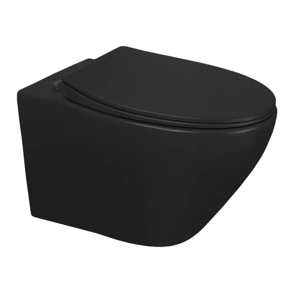 унитаз azario keras az-99046b подвесной, безободковый, с сиденьем микролифт, 52x37x36 см, черный матовый