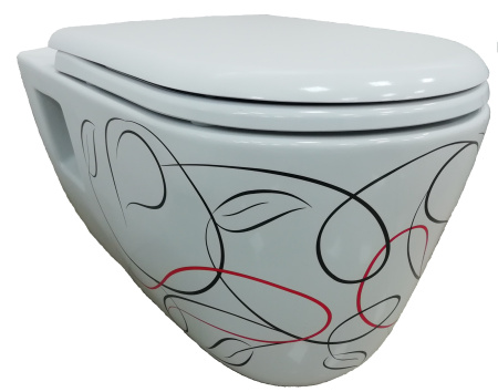 Унитаз подвесной Creavit Patera TP328.001Z0 белый с декором без сиденья