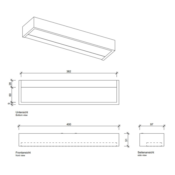 decor walther box 1-40 n led светильник на зеркало 40x10x5см, светодиодный, 1x led 20.6w, цвет: золото матовое