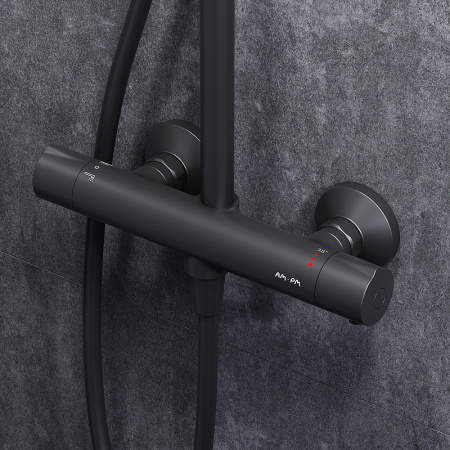 комплект душевого уголка с душевой системой и аксессуарами am.pm gem s 120x80 wk93er профиль черный матовый стекло прозрачное