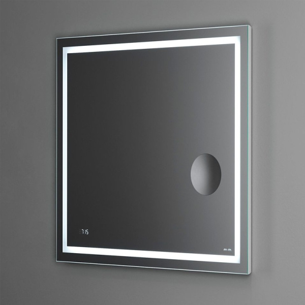 зеркало am.pm gem 80 с led-подсветкой, часами и косметическим зеркалом