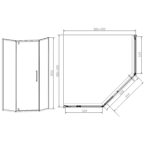 душевой уголок vincea slim-n 100×100 vsp-4sn100clb профиль черный, стекло прозрачное
