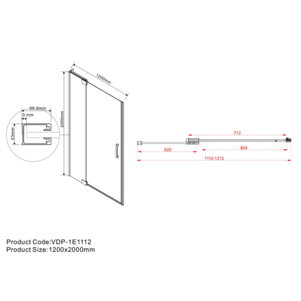душевая дверь 111,2-120 см vincea extra vdp-1e1112clb прозрачное