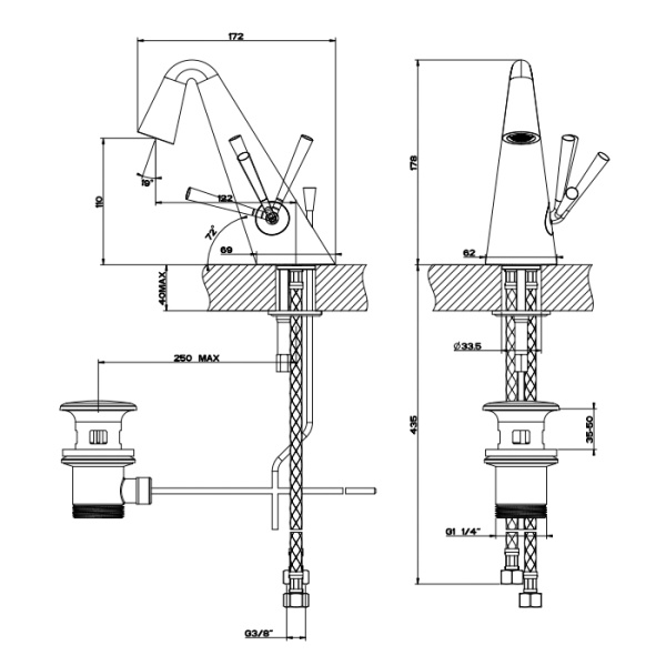 gessi gessi cono смеситель для раковины, 1 отв., цвет: хром