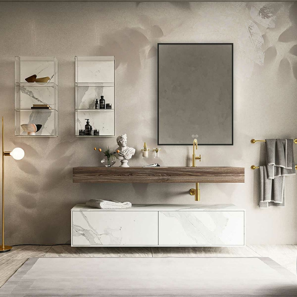 зеркало vincea 60 vlm-3vn600b-2 с подсветкой черное с сенсорным выключателем с подогревом и диммером