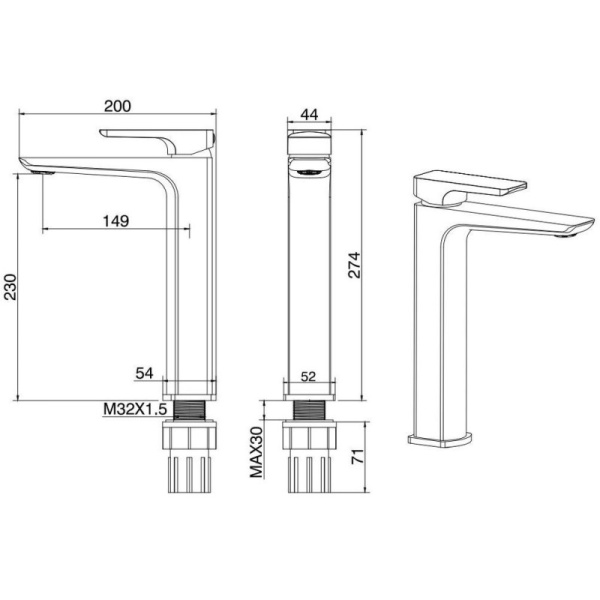 смеситель для раковины allen brau infinity 5.21002-31 высокий, черный матовый